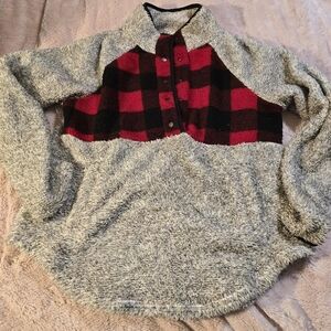 Maurices Gray and Red Plaid Women's Sweater